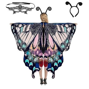 Imagem de PinkUnicoon Asas de borboleta para mulheres, capa de asa de borboleta de Halloween para adultos, fantasia de Halloween, capa feminina de fada, Várias cores, standard