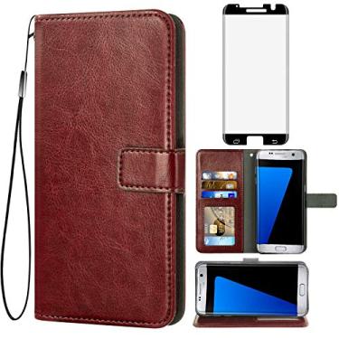 Imagem de Asuwish Compatível com Samsung Galaxy S7 Edge Capa carteira de vidro temperado protetor de tela flip capa porta-cartões acessórios capas de telefone para Glaxay S7edge Gaxaly S 7 Plus Galaxies GS7 7s