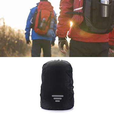 Imagem de Mochila de Pano Oxford Reflexiva Preta à Prova D'água Capa de Chuva Leve para Caminhadas, Pesca, Viagens (XL (para 60-70L))