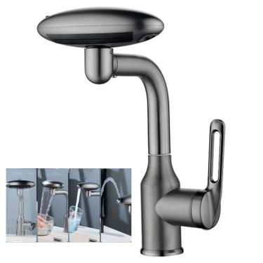 Imagem de Torneira Monocomando Banheiro Cozinha Rotaçao 360 Graus Quatro Jatos de Agua Cortina de...