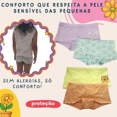 Imagem de Calcinha Boxer Infantil Kit 6 Unidades Super Conforto - Folly, P, Rosa
