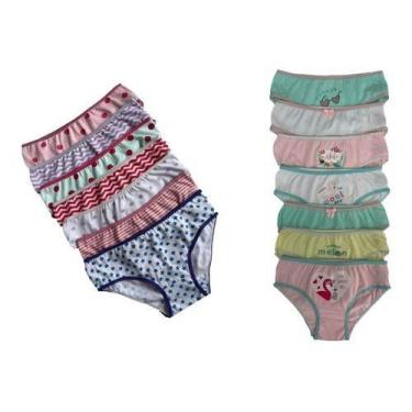 Imagem de Kit 10 Calcinha infantil para menina 100% Algodão Qualidade conforto -