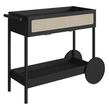 Imagem de Carrinho Bar 1 Gaveta Porta Taças Pé Metal Arlo A10 Nero/Preto - Mpoze