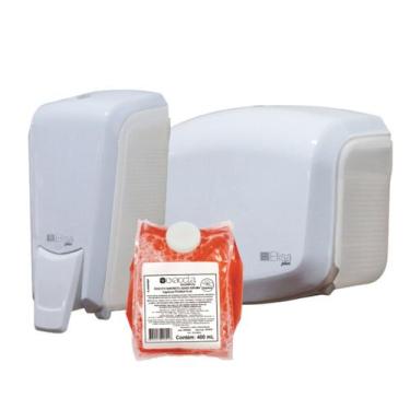 Imagem de Kit Dispenser P. Higiênico Interfolhado Branco/Cristal + Saboneteira M