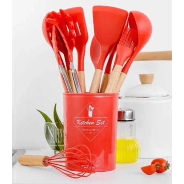 Imagem de Conjunto Utensílios De Cozinha Restaurante Silicone VERMELHO - DOISIRM