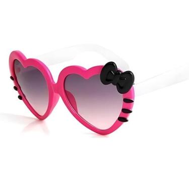 Imagem de Óculos de Sol Infantil Laço Coração Proteção UV - Poolsy, Pink Preto