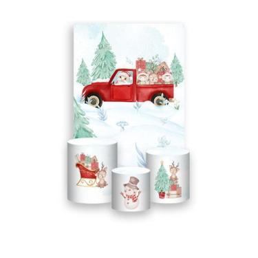 Imagem de Painel De Festa Vertical 1,50 x 2,20 + Trio De Capas Cilindro - Natal 
