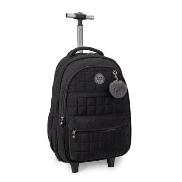 Imagem de Mochila Escolar Feminina Com Rodinha Matelassê Kika KK2466-R, Preto
