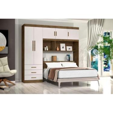 Imagem de Armário Roupeiro Guarda Roupas com Cabeceira Baú para Cama Casal CANC 