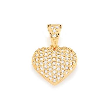 Imagem de Pingente rommanel feminino banhado ouro 18k coraçâo cravejado pedra zi