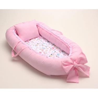 Imagem de Ninho Redutor De Berço Bebe Menina 100% Algodão Com Travesseiro - Bent