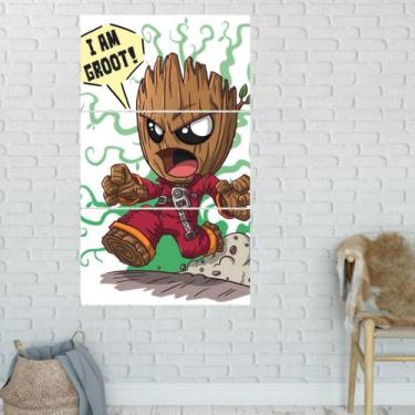 Imagem de Quadro Mosaico Baby Groot 3 Peças Para Decoração de Ambientes - NEYRAD