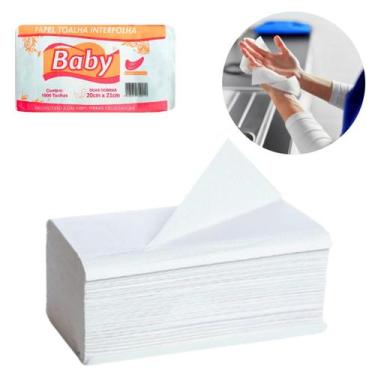 Imagem de Papel Toalha Interfolha Baby 100% Celulose Duas Dobras 20 x 21cm - 100