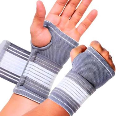 Imagem de Kit 02 Munhequeira de Compressão Com tiras autocolantes Ortopédica par