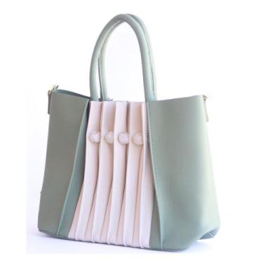 Imagem de Bolsa Grande Feminina Túlio Rossato Pérola Moda Vegana Verde - Tulio R