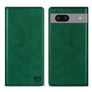 Imagem de ZZXX Capa carteira para Google Pixel 7A com [bloqueio RFID] com suporte para cartão de couro magnético forte dobrável capa protetora para celular para Google Pixel 7A (verde-15,5 cm)