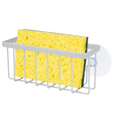 Imagem de SHFKS Suporte de esponja para pia de cozinha, suporte de esponja de pia, suporte de pia, suporte de sabonete, banheiro, esfregões (prata mate)