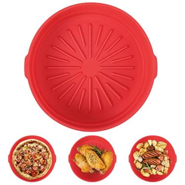 Imagem de Forros de silicone para fritadeira a ar espessa, panela reutilizável de 20 cm, segura para alimentos, antiaderente, fácil de limpar, acessórios de forno de cesta de fritadeira a ar, ideal para