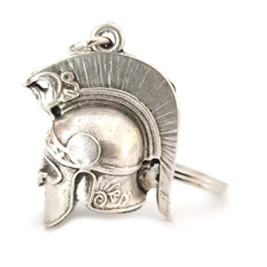Imagem de IconsGr Chaveiro capacete de batalha de soldado espartano antigo mostrando a esfinge chaveiro 2, Prata, 3.93x1.18 in