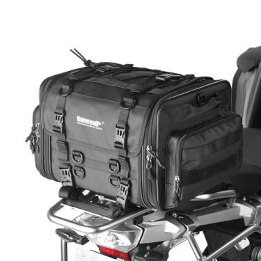 Imagem de Rhinowalk Bolsa para selim de motocicleta, bolsa traseira de motocicleta, impermeável, expansível, mala de viagem para esportes motorizados, 33-45 L (preto)