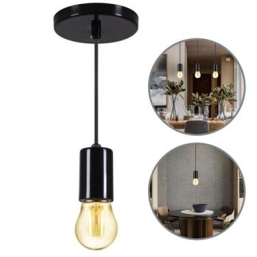 Imagem de Luminária Pendente Soquete Copinho Lustre Retrô Em Alumínio 110/220v E