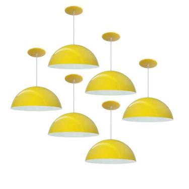 Imagem de Kit 6 Luminária Pendente Meia Lua 40cm Interior Branco Brilho Fiação 1