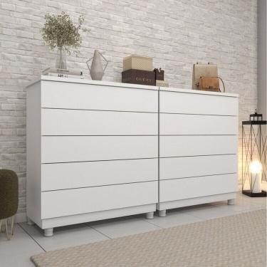 Imagem de Kit 2 Cômodas 5 Gavetas com Pés Neve Espresso Móveis Neve