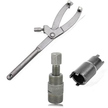 Imagem de QISF Chave inglesa com 3 peças Magneto Fly Wheel Clutch Hub Ferramenta ajustável + 24 mm, 27 mm, 20 mm e 24 mm, ferramenta de reparo de porca de trava de embreagem para motocicleta, quadriciclo,