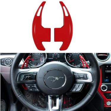 Imagem de Yoursme 2 peças de alumínio vermelho capa de extensão de câmbio guarnição de mudança acessórios interiores para Ford Mustang 2015 2016 2017 2018 2019 2020 2021