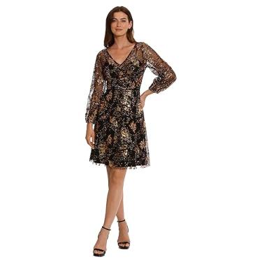 Imagem de Maggy London Vestido feminino de paetês para festas e eventos, Dourado multi, 34