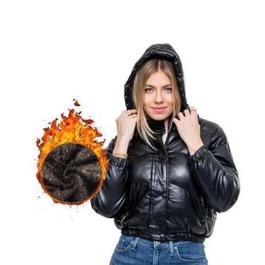 Imagem de Jaqueta Feminina Puffer material sintético Impermeável Blusa Frio P/ne