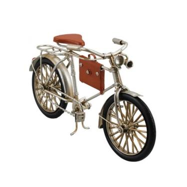 Imagem de Bicicleta Miniatura Prateada  Estilo Retrô Vintage 12x23.5x7cm - Taime