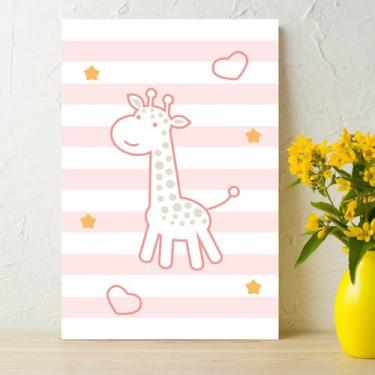 Imagem de Placa Decorativa MDF Infantil Girafa Rosa 20x30cm - Quartinhos