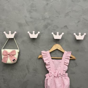 Imagem de 4 Ganchos de parede infantil menina decoração formatos rosa - Hanger D