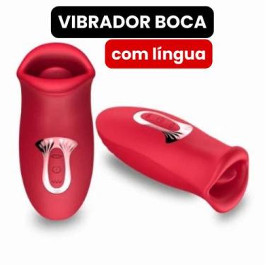 Imagem de Vibrador Lambedor Sexo Oral Clitóris Boca Recarregável Vermelho 10 Mod