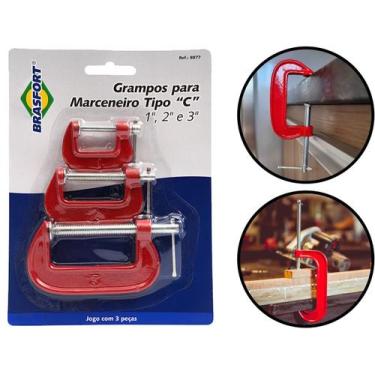Imagem de Conjunto De Grampos Sargento Tipo C Para Marceneiro Serralheiro 1 A 3 