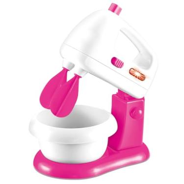 Imagem de Zippy Toys, Batedeira Infantil Elétrica Casa Encantada, Plástico, 21cm, Brinquedo de Cozinha com Luz e Som - Rosa e Branco