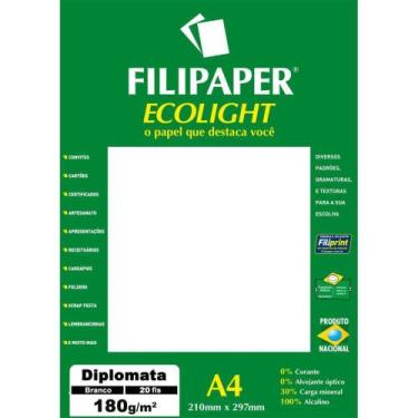 Imagem de Papel A4 Diplomata Ecolight Branco 180G - Caixa com 20 - Filiperson