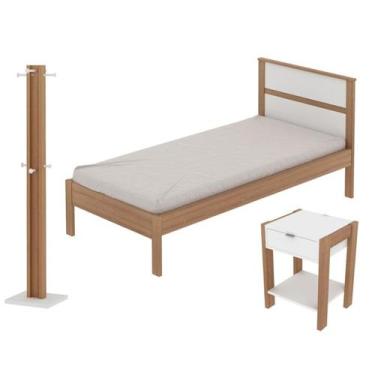 Imagem de Quarto Solteiro 3 Peças CM8004 AZ1016 AZ1018 QT1 Amendoa Branco Tecno 