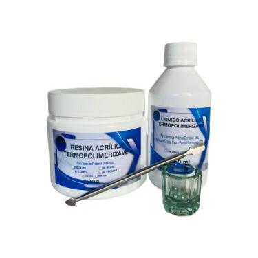 Imagem de Resina Acrílica Termopolimerizavel Incolor - 250gr + 250ml + Kit Inox 