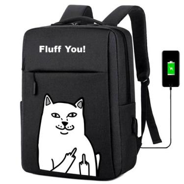 Imagem de Mochila USB Escolar Estampa Infantil Gato Notebooks, Trabalho Escola (