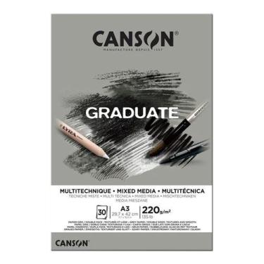 Imagem de Bloco Canson Graduate Multi Tecnica Cinza 220g A3 30f Canson