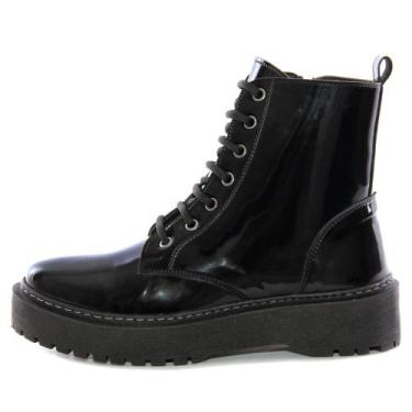 Imagem de Bota Coturno Macia Confortavel de luxo em Couro - HYPE, Pretoverniz, 3