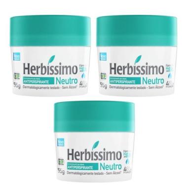 Imagem de Kit 3 Desodorante Creme Neutro Herbíssimo 55G - Dana - Dana Cosméticos
