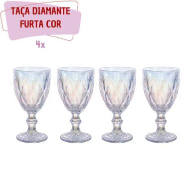Imagem de Taças de Vinho Água suco De Vidro Diamond Jogo 4 Unidad Cor Furta cor 