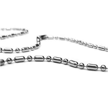 Imagem de Loralyn Designs Colar masculino prata com contas de aço inoxidável 2 mm, estilo exclusivo (40-76 cm), Metal