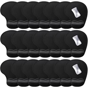 Imagem de 20 peças mouse pad com suporte de pulso gel mouse pad com descanso de pulso preto alívio da dor confortável mouse pad para jogos com base antiderrapante PU para computador, laptop, mesa, casa,