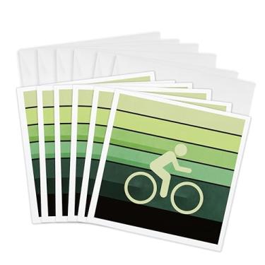 Imagem de 3dRose Let It Roll - ícone de ciclismo com textura grunge e camadas gradientes verdes coloridas - Cartões comemorativos, 15 x 15 cm, conjunto de 6 (gc_120335_1)