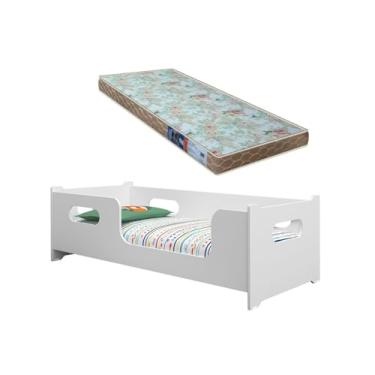 Imagem de Cama Solteiro Montessoriana Encanto 100% C/grade Lateral + Colchão Solterio 188x88 Cm -D23