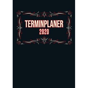 Imagem de Terminplaner 2020: Wochenplaner zum notieren, organisieren und planen DIN A4. Kalender/Terminkalender/Monats- / Tagesübersicht/Kontakt- / Geburtstags listen/Design : Modern Tribal Rot Weiß